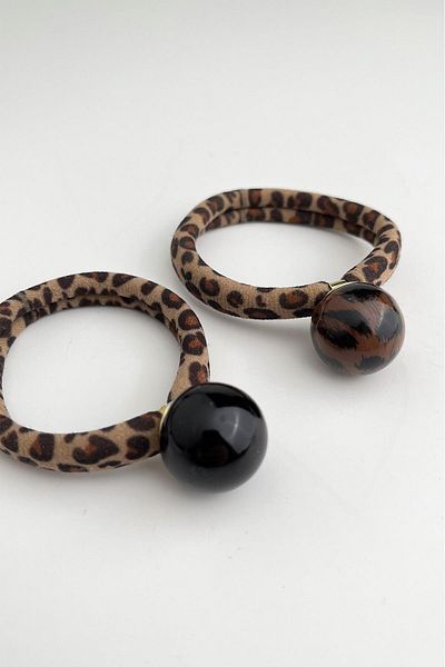 Modex Black & Brown Heel Double Leopard Rubber Buckle