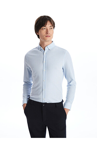 LC Waikiki Ανδρικό ριγέ μακρυμάνικο πουκάμισο με λεπτή εφαρμογή