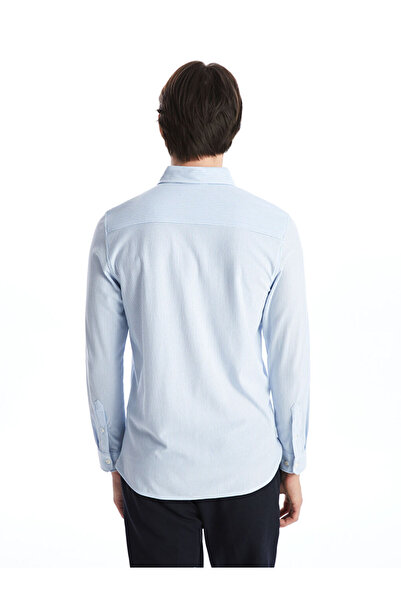 LC Waikiki Ανδρικό ριγέ μακρυμάνικο πουκάμισο με λεπτή εφαρμογή