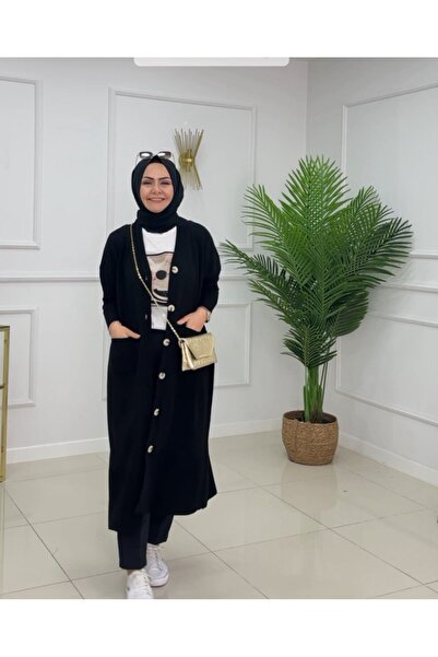 VALENS BOUTİQUE Button Closure Pocketed Hijab Cardigan Vera