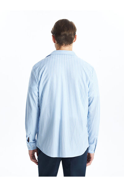 LC Waikiki Смугаста чоловіча сорочка з довгим рукавом в тон