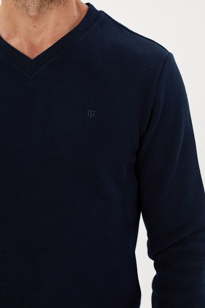 Tony Montana Кадифен суитшърт с V-образно деколте Selanik Basic - KS-1401