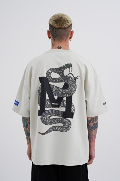Machinist Snake Printed - Ανδρικό μπλουζάκι Oversize Grey