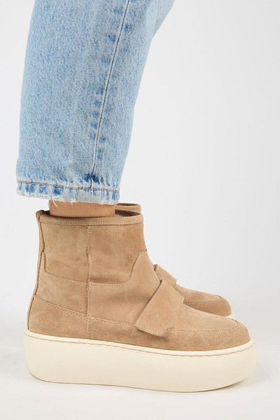 Manijero Ember Γυναικείες μπότες από γνήσιο δέρμα Velcro με γούνα εσωτερικά