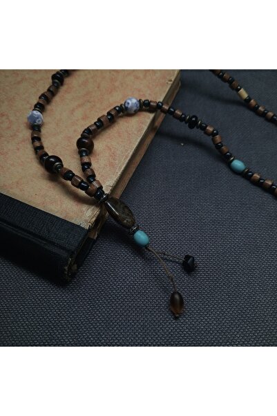 Takı By Erk AHŞAP, DOĞAL TAŞ, CAM BONCUKLU OTANTİK KOLYE