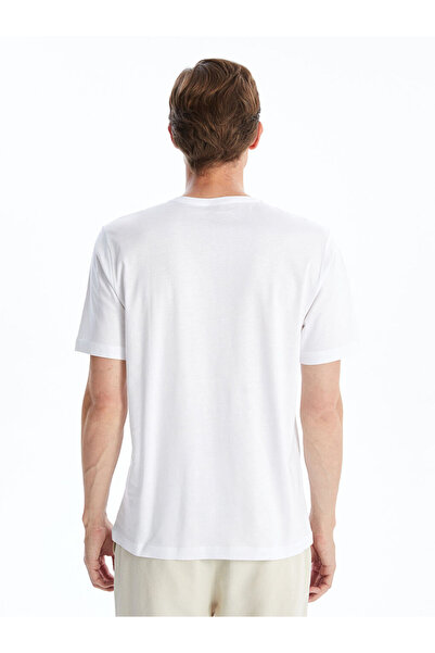 LC Waikiki Ανδρικό κοντομάνικο χτενισμένο βαμβακερό μπλουζάκι με λαιμόκοψη