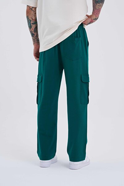 Machinist Men's Cargo Pocketed Relaxed Baggy Dark Green Sweatpants