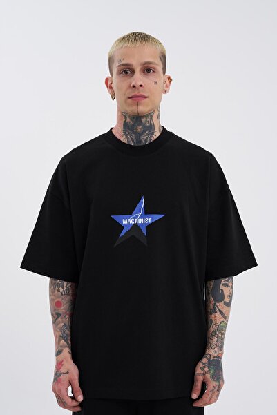 Machinist Dragon Machinist Printed Men's Oversize Black T-Shirt