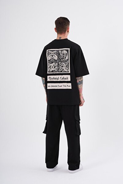 Machinist Ethnic εμπριμέ ανδρικό υπερμεγέθη μαύρο μπλουζάκι