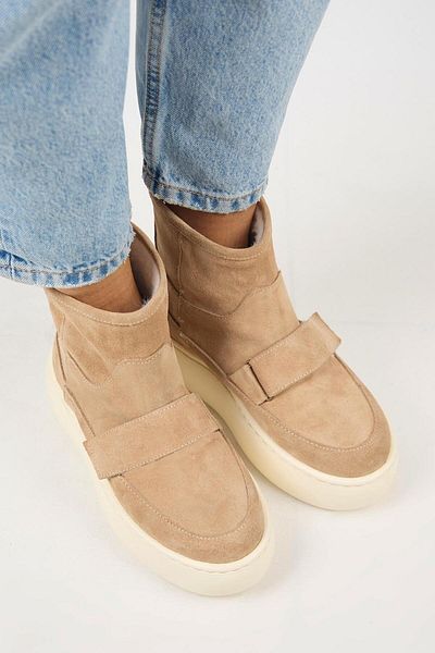 Manijero Ember Γυναικείες μπότες από γνήσιο δέρμα Velcro με γούνα εσωτερικά