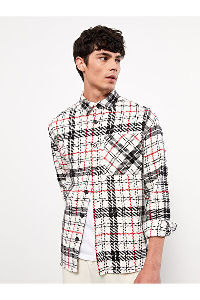 LC Waikiki Άνετο μακρυμάνικο καρό ανδρικό μπουφάν ξυλοκόπος