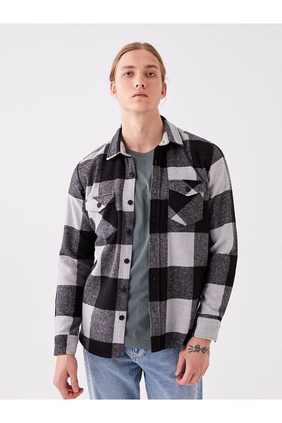 LC Waikiki Kostkovaná pánská dřevorubecká košile Regular Fit s dlouhým rukávem