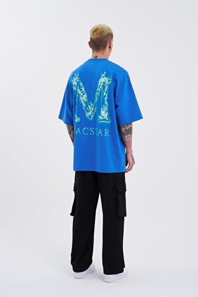 Machinist Macstar чоловіча футболка Oversize синього кольору з принтом - Smoked