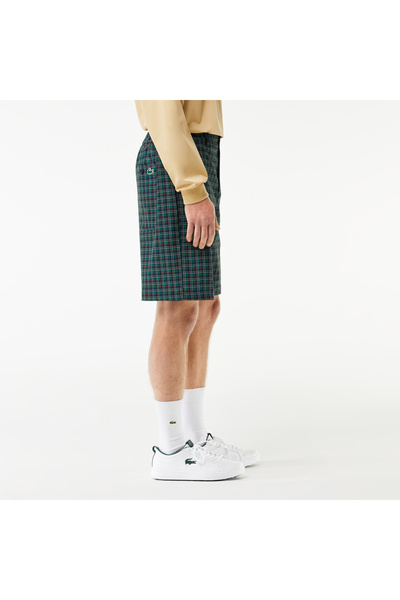 Lacoste Erkek Loose Fit Ekose Lacivert Bermuda