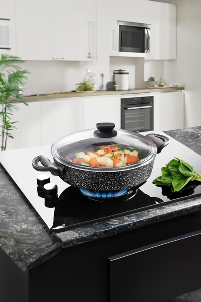 LAVONNI Di̇ez 28 cm Granite Flat Pot Black