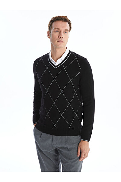 LC Waikiki Herren-Strickpullover mit V-Ausschnitt und langen Ärmeln – W4es24z8