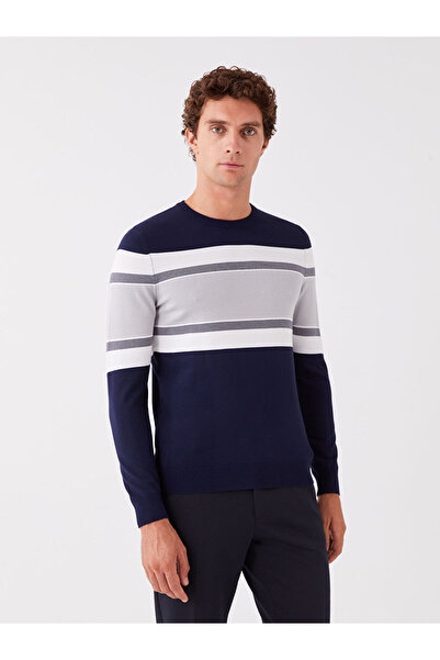 LC Waikiki Bisiklet Yaka Uzun Kollu Renk Bloklu Erkek Triko Kazak