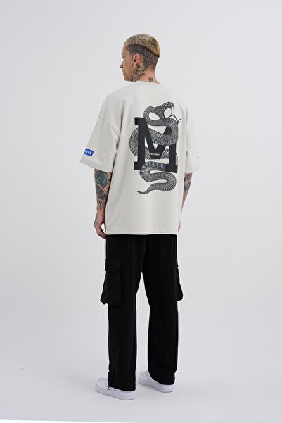 Machinist Snake Printed - Ανδρικό μπλουζάκι Oversize Grey