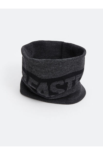 LC Waikiki Gray Text Printed Men's Neck Collar