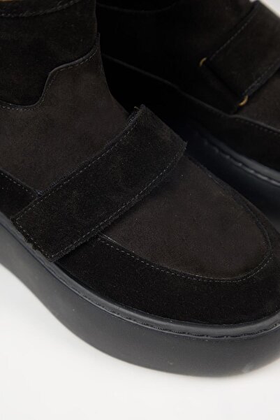 Manijero Ember Kadın Hakiki Deri Çırtlı İçi Kürklü Siyah Bot