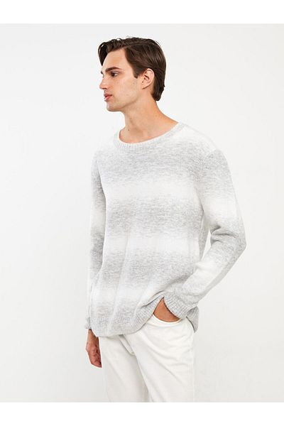 LC Waikiki Crew Neck Long Sleeve Striped Men's Knitwear Sweater - W39026Z8