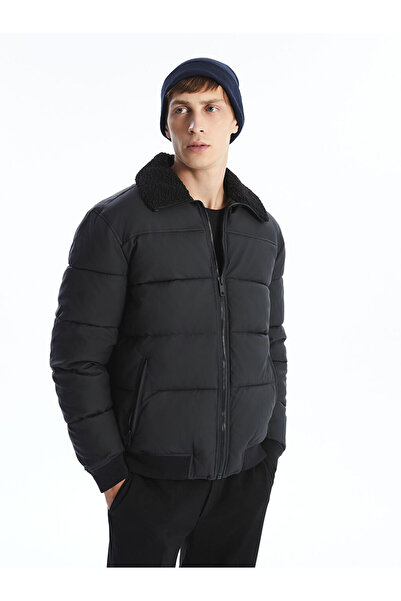 LC Waikiki Standard Shape Shirt Collar Men's Leather Look Coat