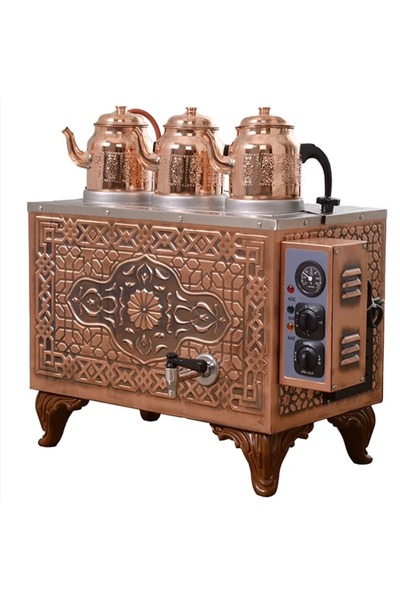 AKBALTA ÜÇ DEMLİKLİ ELEKTRİKLİ BAKIR ÇAY KAZANI ŞAMANDIRALI İZOLASYONLU PREMİ...