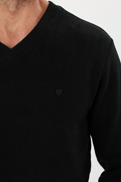 Tony Montana Кадифен суитшърт с V-образно деколте Selanik Basic - KS-1401