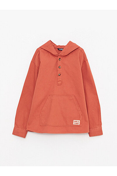 LC Waikiki Lcw Kids Brown Comfortable Fit Hooded Gabardine Boys Shirt