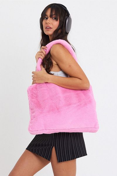 fluffy Geantă pentru laptop Toscana de pluș Cindy Pink - Mâner 42x34 65 Cm