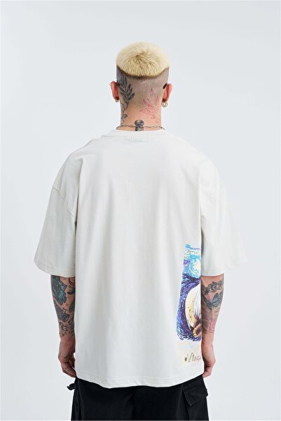 Machinist Мъжка сива овърсайз тениска с принт Van Gogh