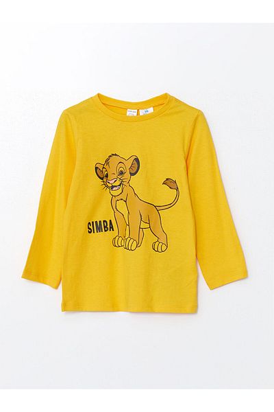 LC Waikiki Lcw Baby Light Orange Crew Neck Long Sleeve Lion King Printed Baby Boy Pajamas Set