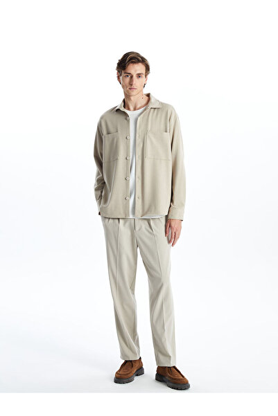 LC Waikiki LCW Vision Bej Regular Fit Uzun Kollu Armürlü Erkek Gömlek