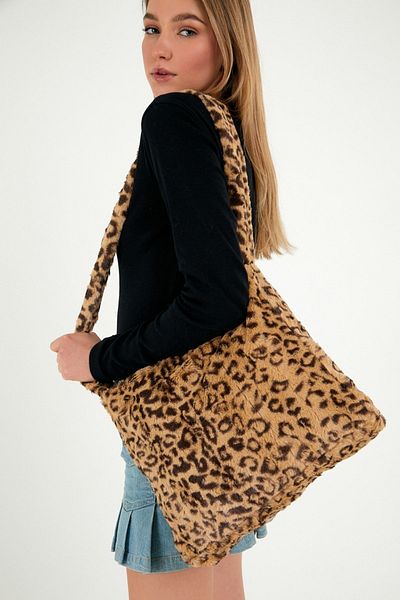 fluffy Geanta de umar Toscana cu model leopard - Diagonala Dimensiune 35cm