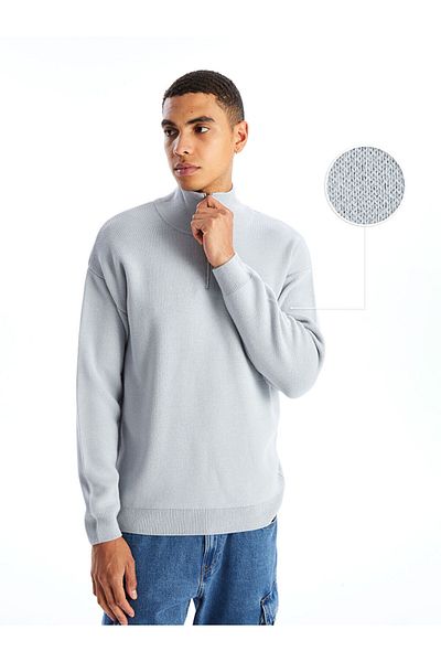 LC Waikiki Men's Knitwear Sweater - Stand Collar, Long Sleeve