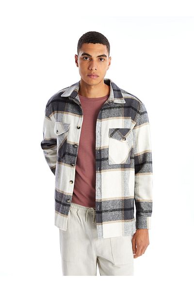 LC Waikiki Plaid Patterned Regular Fit Men's Lumberjack Shirt - Long Sleeve Jacket