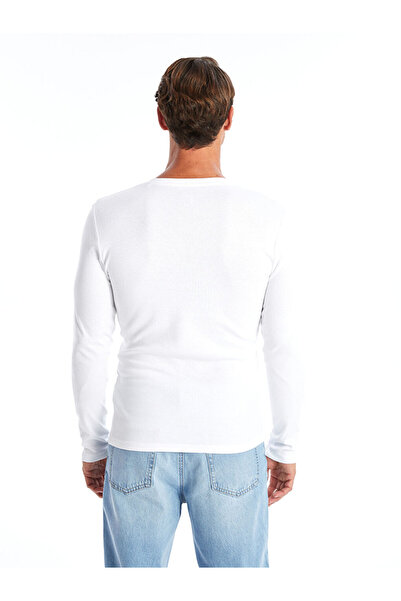 LC Waikiki Ανδρικό μακρυμάνικο χτενισμένο βαμβακερό μπλουζάκι με λαιμόκοψη