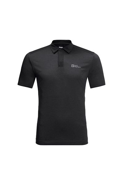 Jack Wolfskin Pack & Go Polo Ανδρικό μαύρο μπλουζάκι πόλο Ανδρικό μπλουζάκι πόλο 1808542_6000