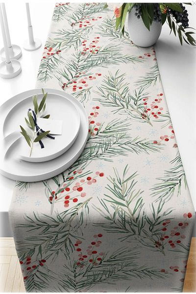 tarzınısec Christmas Themed Digital Printed Runner Cover Christmas 40X140 cm