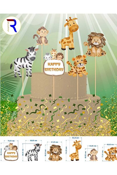 Ahsen süs evi Pasta üstü figür süsleri ( Safari Temalı doğum günü pasta kürda...