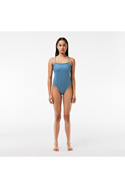 Lacoste Kadın Monogram Mavi Mayo