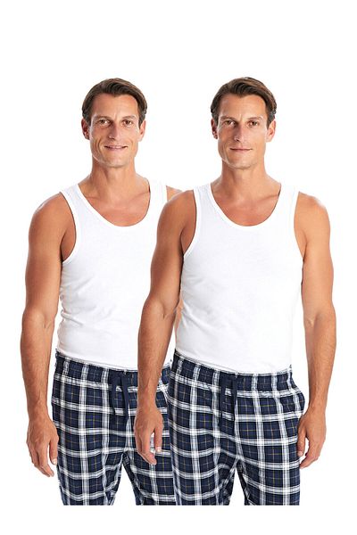 LC Waikiki Lw - U Collar Combed Cotton Men's Undershirt 2-Piece