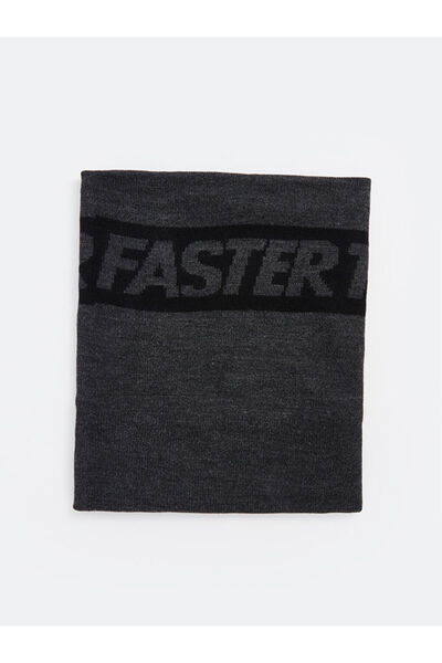 LC Waikiki Gray Text Printed Men's Neck Collar