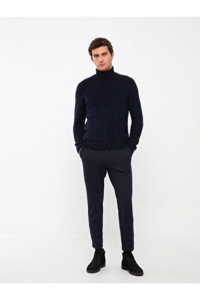 LC Waikiki Lcwaikiki klasszikus sötétkék garbó hosszú ujjú férfi kötöttáru pulóver (W3)