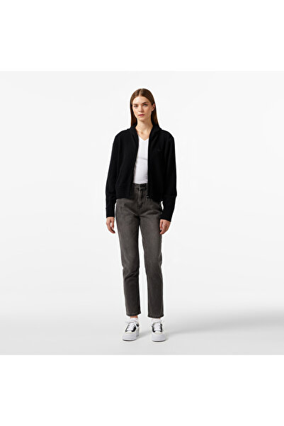 Lacoste Kadın Relaxed Fit Kapüşonlu Siyah Hırka