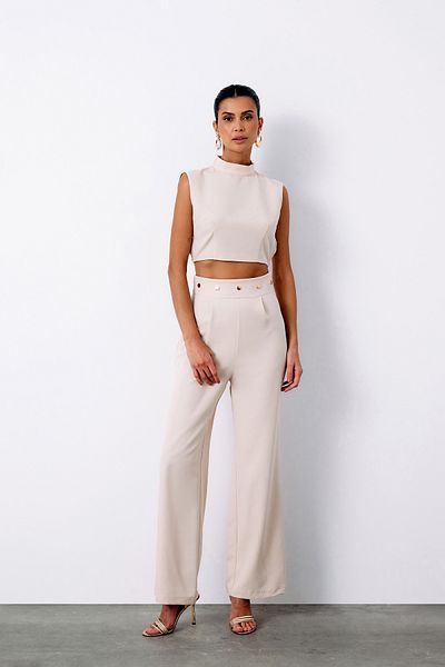 Sateen Pants with Beige Colored Waist Accessories