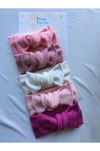 Baby Tweety 5 Pieces Handmade Ribbed Baby Girl Bandana