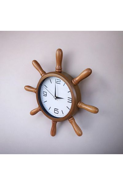 Bahat Antique Wooden White Inside Sailor Sailor Rudder Wall Clock Diameter 36 cm
