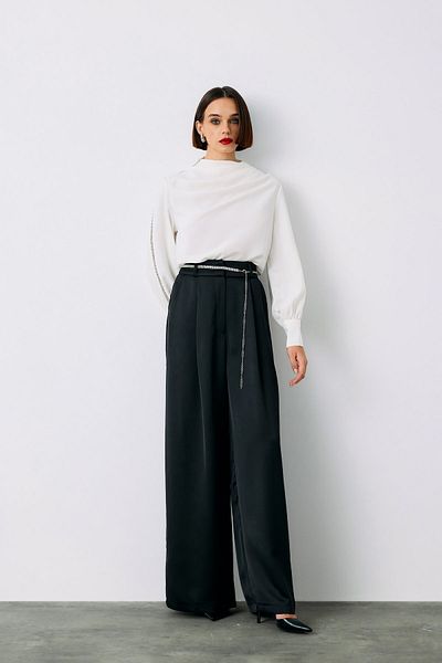 Sateen Bluză cu accesorii pentru umeri - ECRU