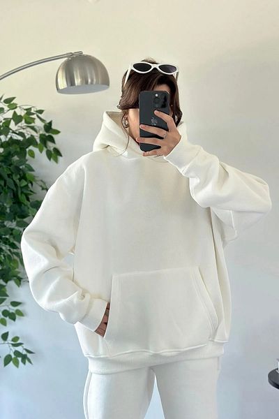 ruNadeS Oversize Γυναικείο Φούτερ - Basic Hoodie με κουκούλα και τσέπη καγκουρό